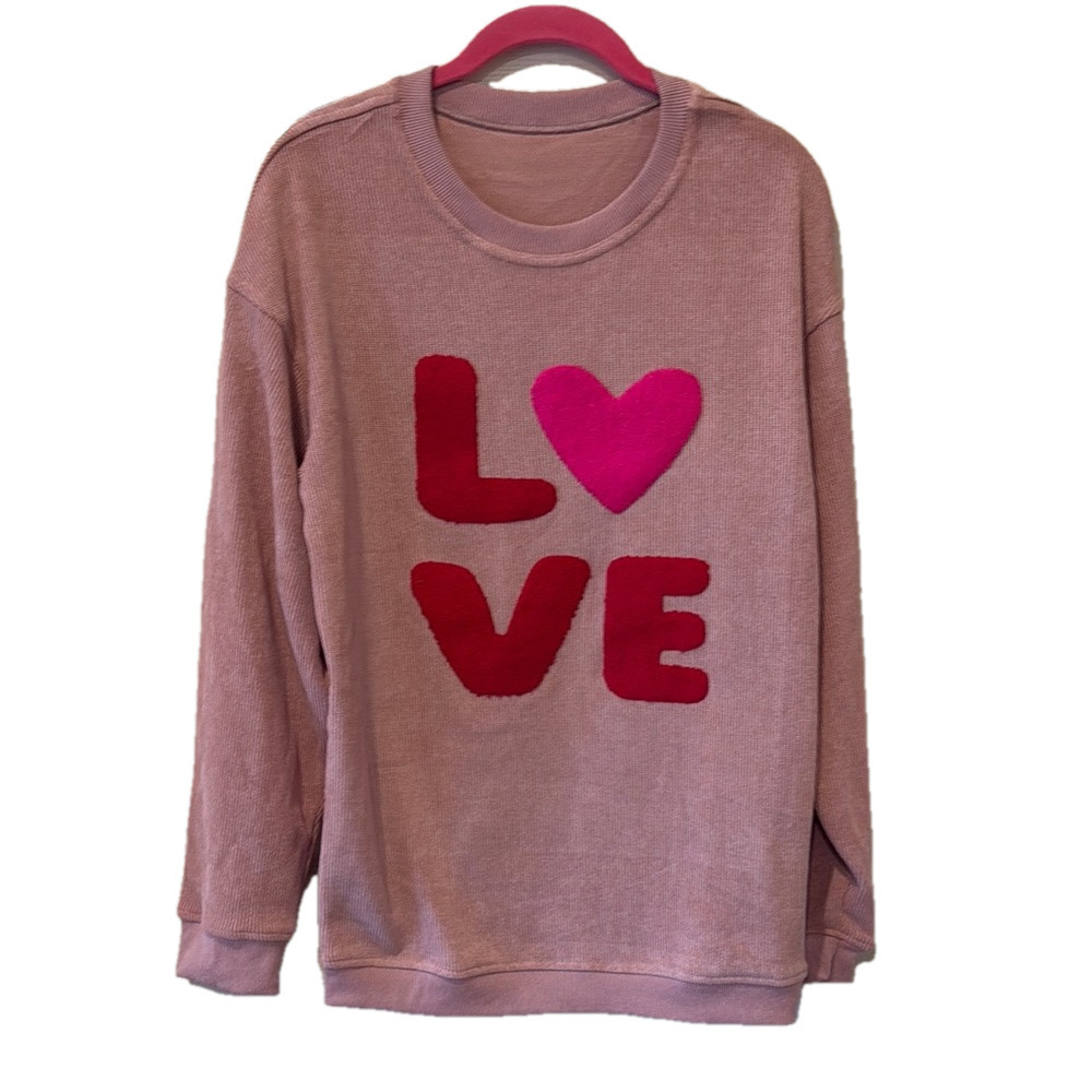 Pink LOVE oversized sweater, small